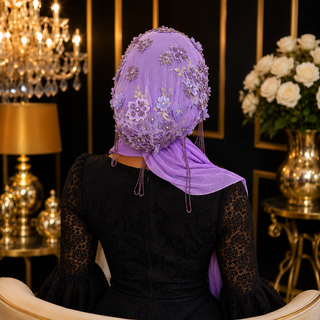 Bonnet Voile Floral 3D Prestige – Lilas 💜