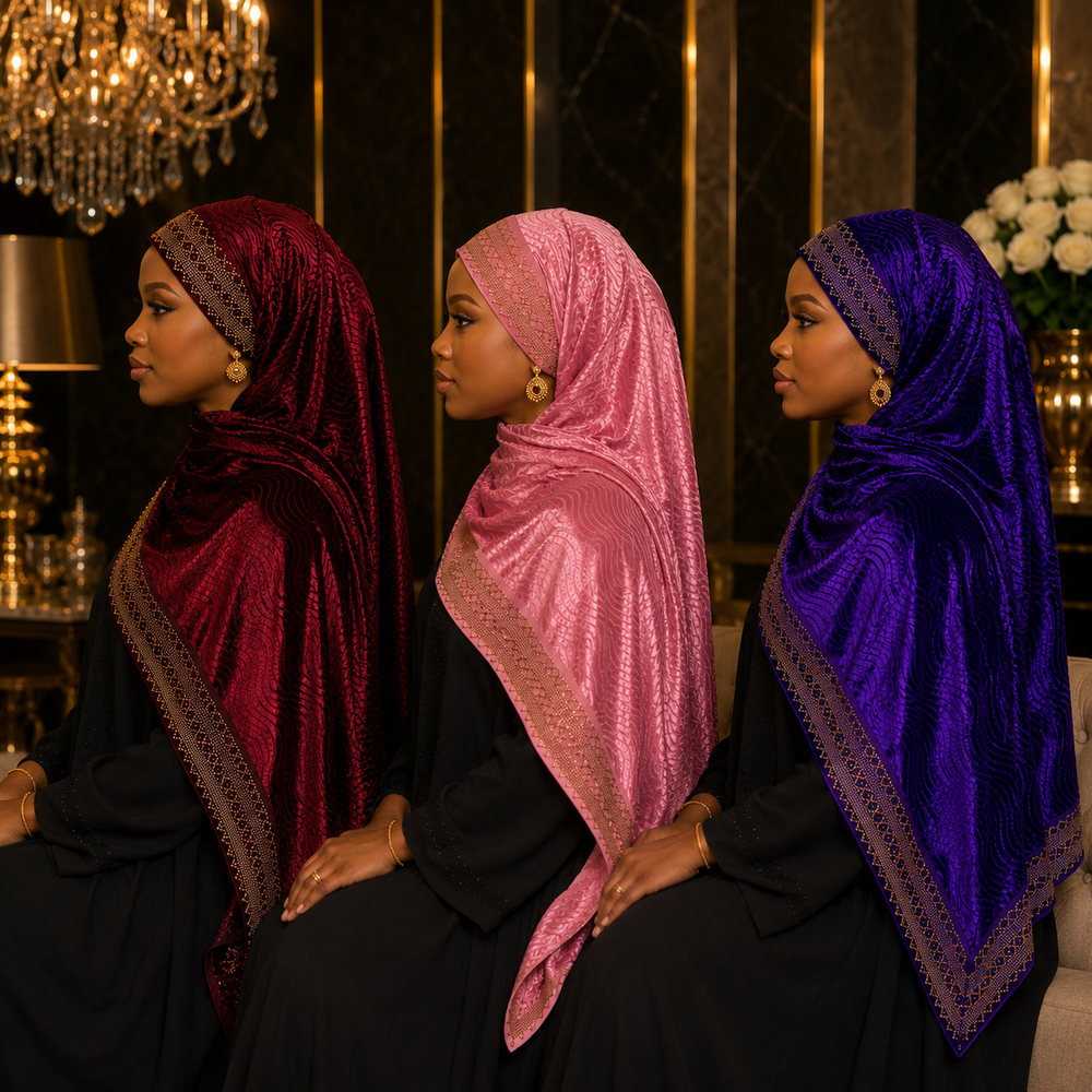 Foulard Voile Prestige à Nouer – Strass & Effet Velours