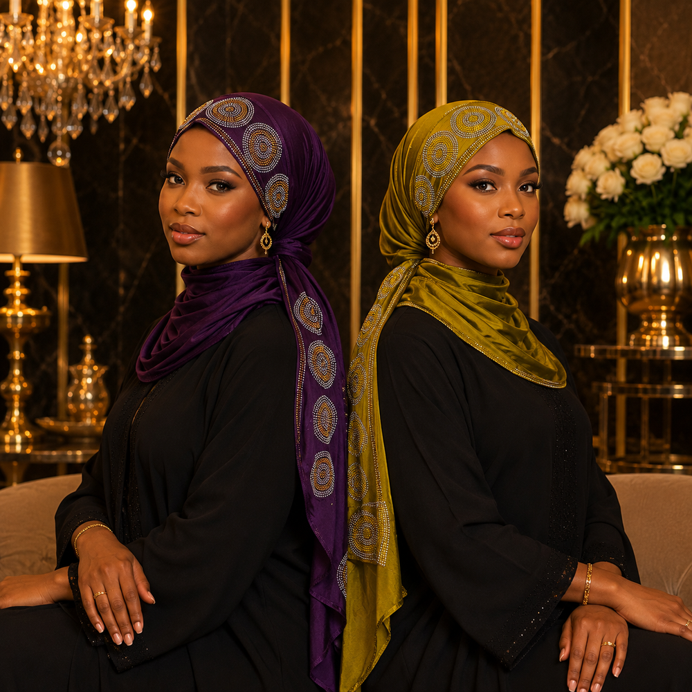 Foulard Prestige Strass – Élégance Royale
