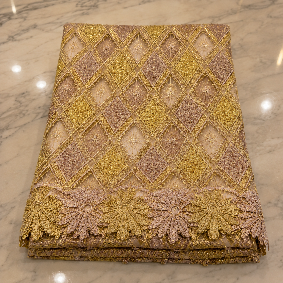 Voile Autriche – Broderie Dorée & Champagne