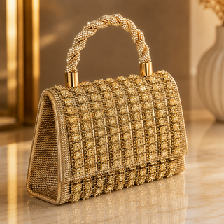 ✨ Sac à main Prestige en cristaux dorés