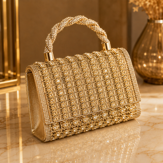 ✨ Sac à main Prestige en cristaux dorés