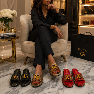 Sandales plateforme Gucci brodées