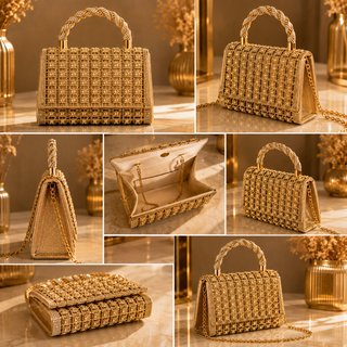 ✨ Sac à main Prestige en cristaux dorés