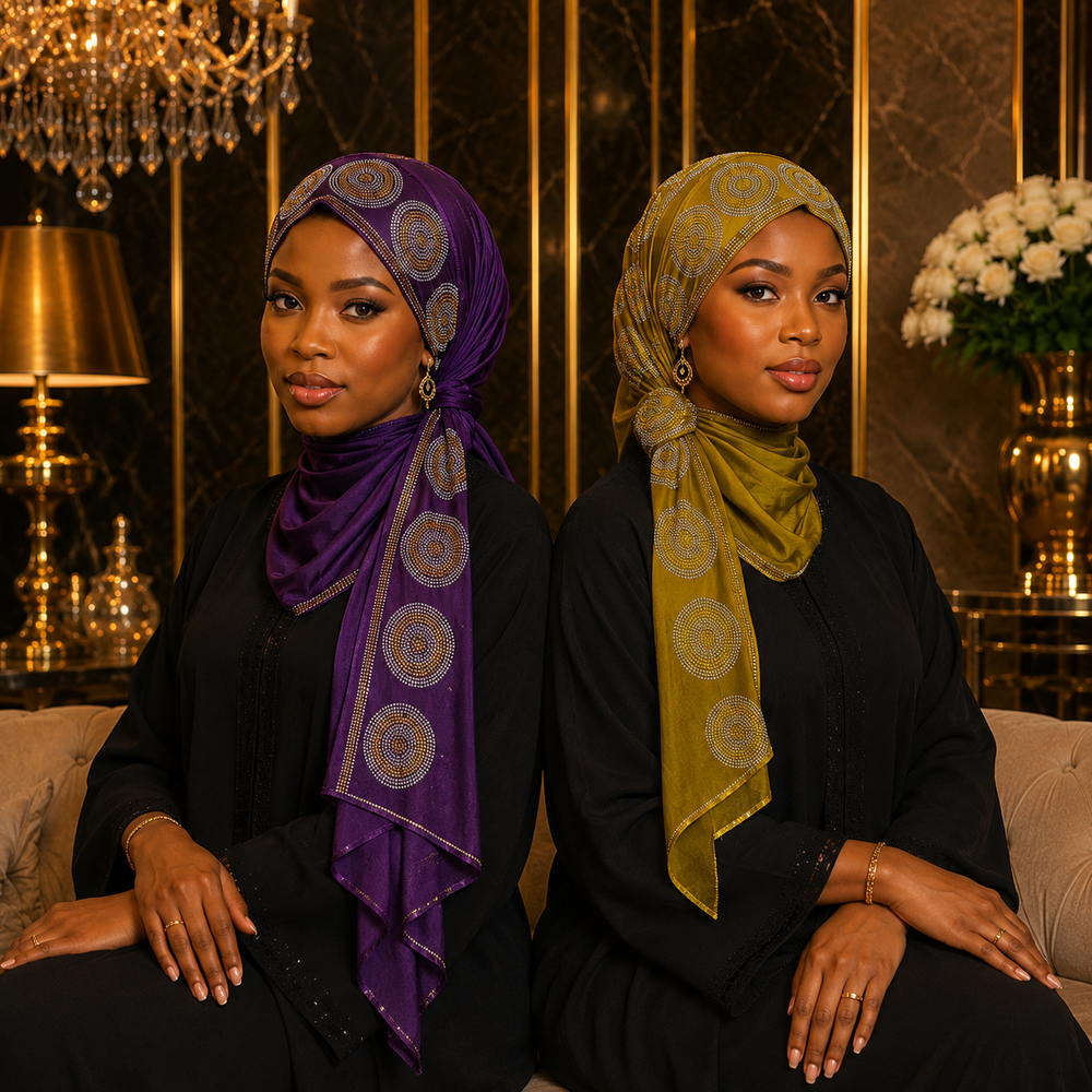 Foulard Prestige Strass – Élégance Royale