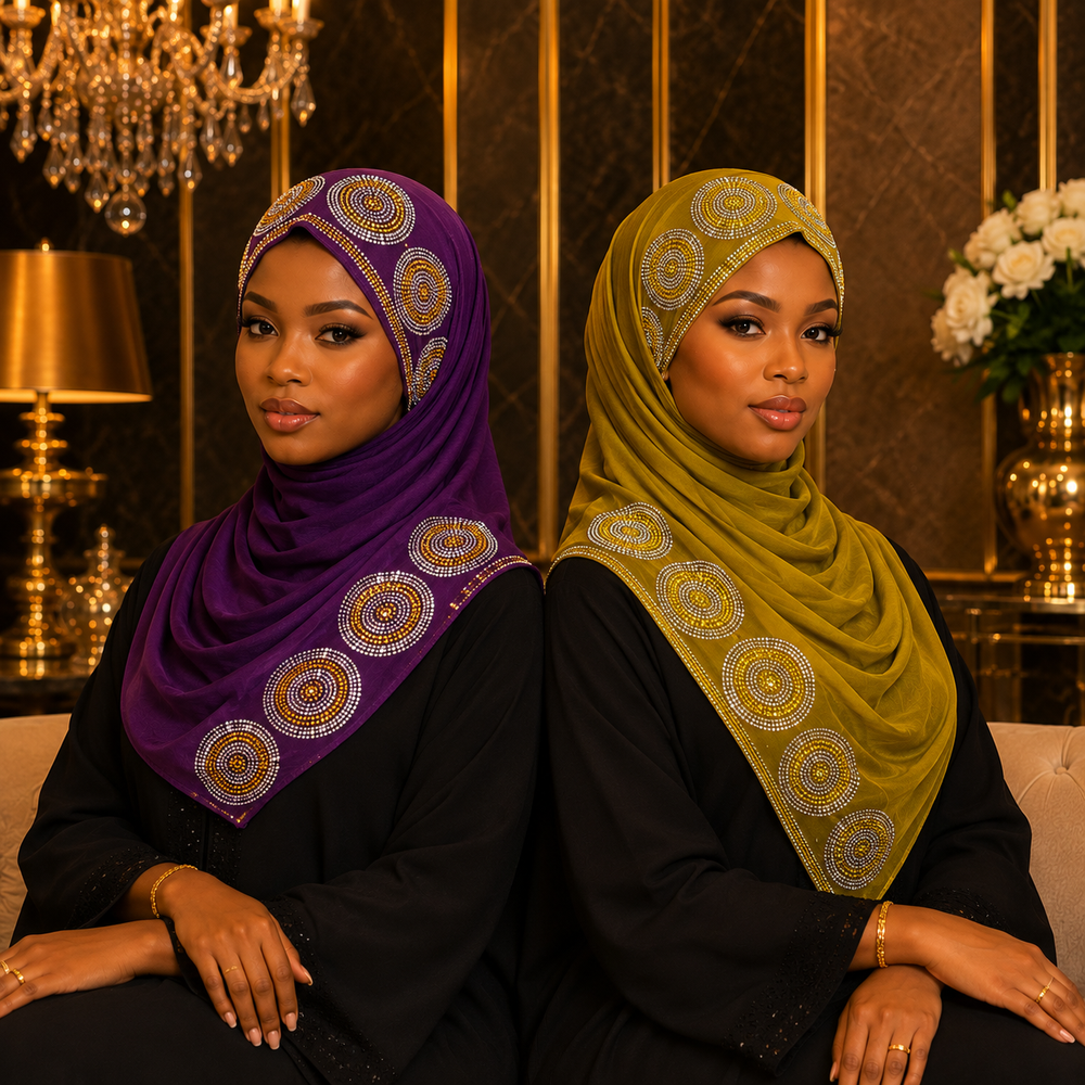 Foulard Prestige Strass – Élégance Royale