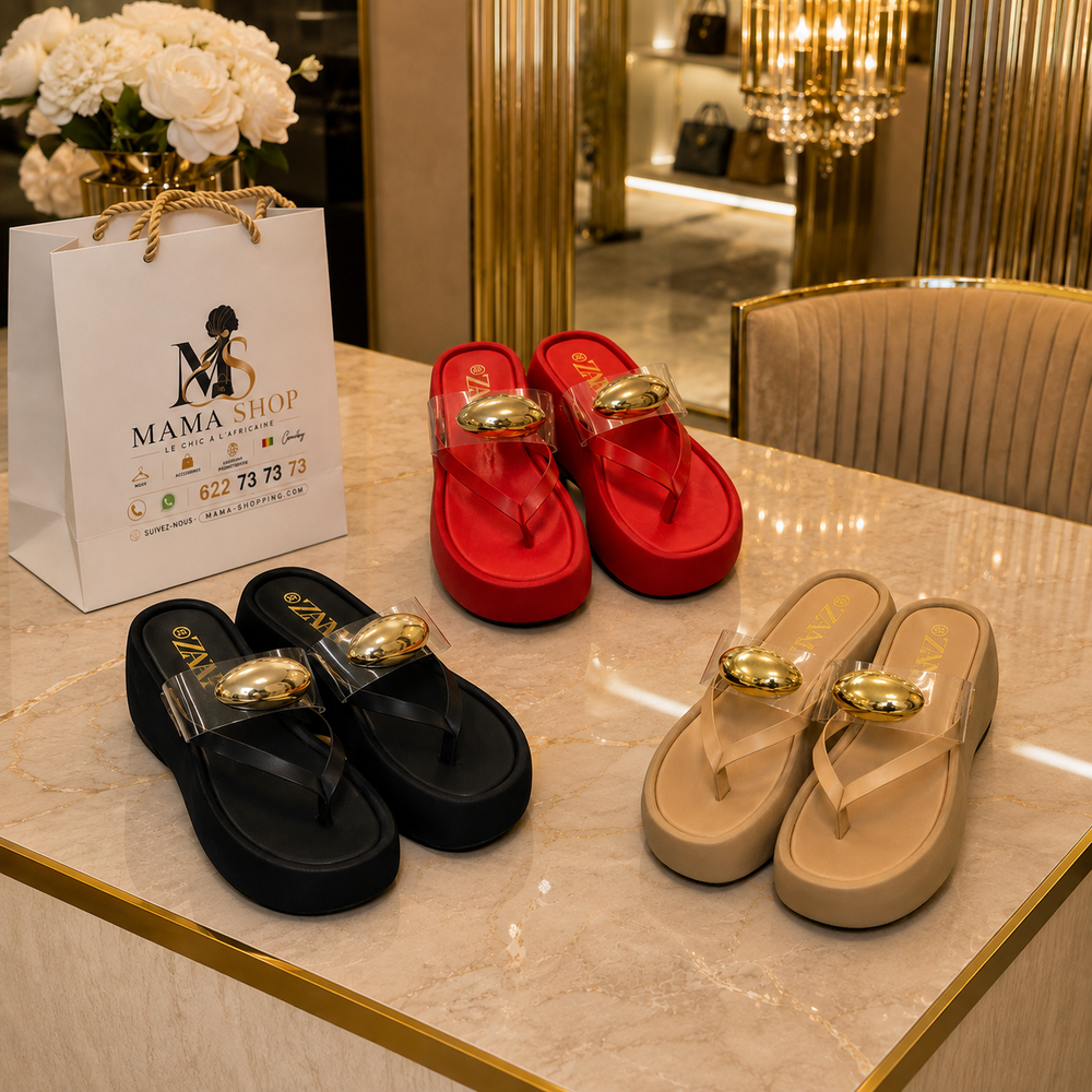 Sandales Plateforme Zara Élégance Dorée