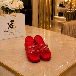 Sandales Chanel compensées perlées – Élégance Chic