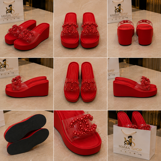 Sandales Chanel compensées perlées – Élégance Chic
