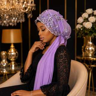 Bonnet Voile Floral 3D Prestige – Lilas 💜