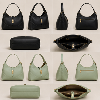 Sac à main chic – Noir & Vert sauge